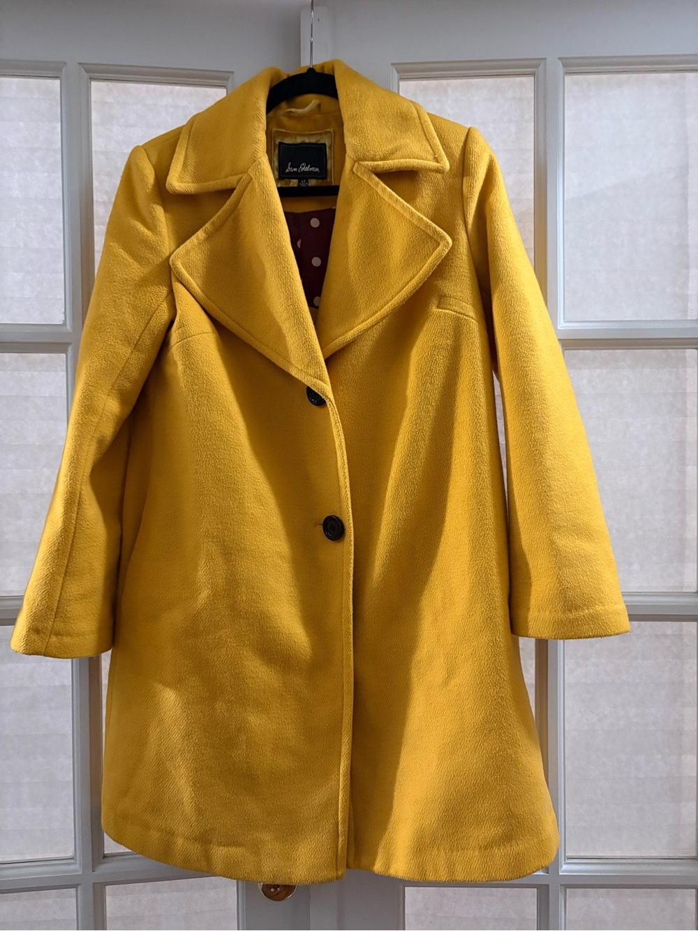 Sam Edelman Canary Yellow Wool Pea Coat
